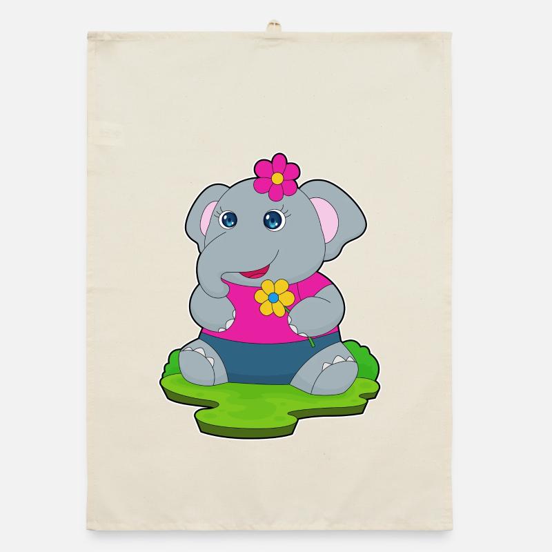 Elephant Flowers Organic dish towel