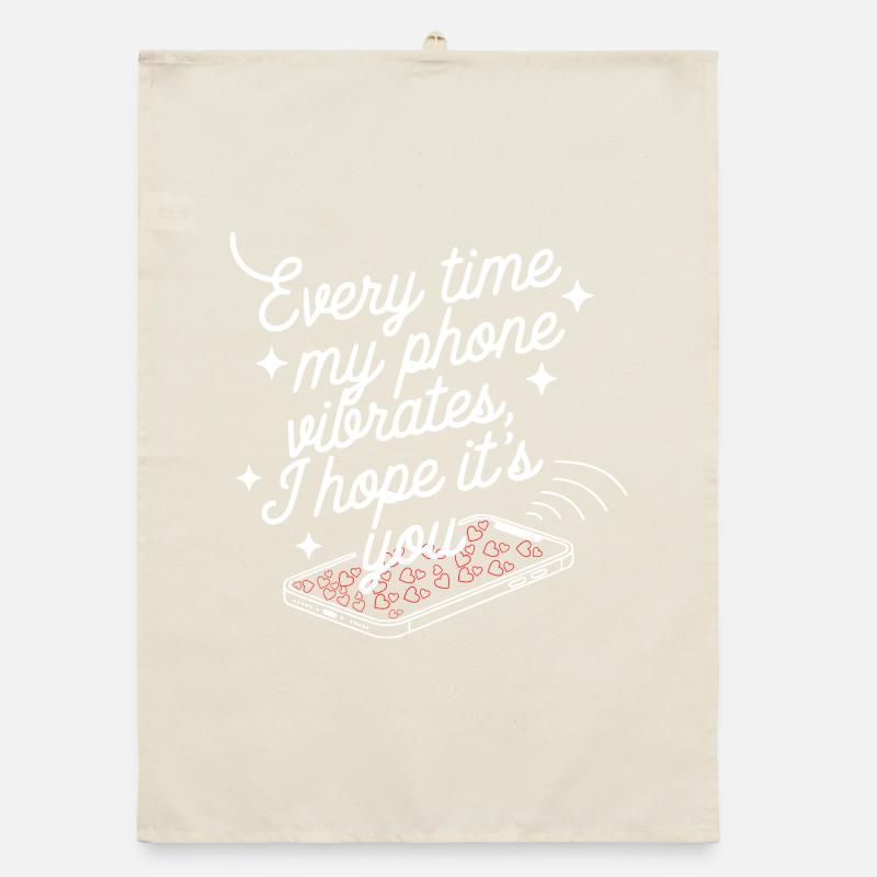 Simple Vibes - Conception de texte de téléphone propre avec des cœurs Torchon bio