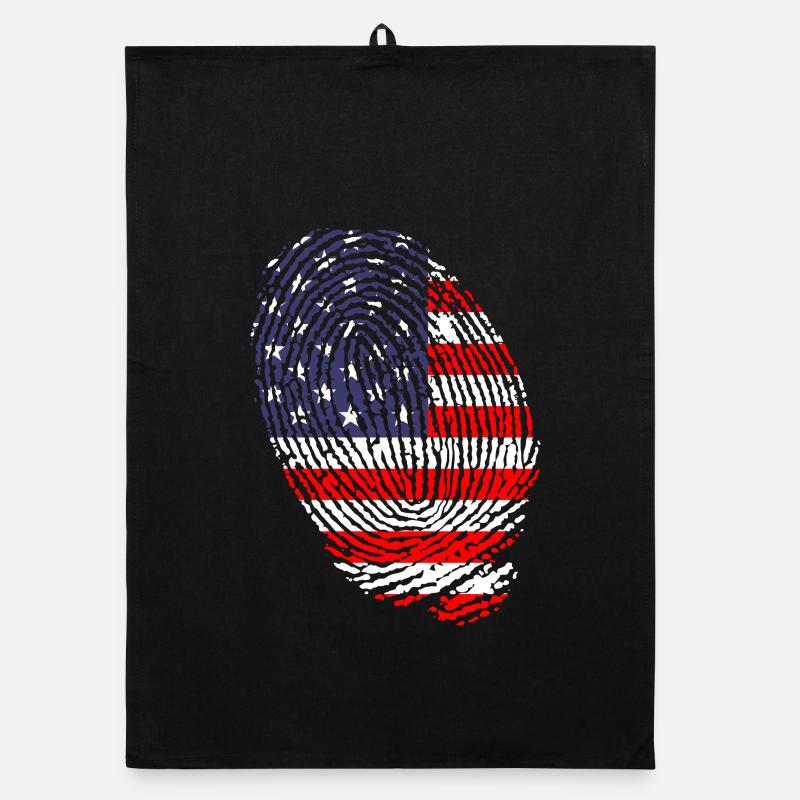 USA flag fingerprints Organic dish towel