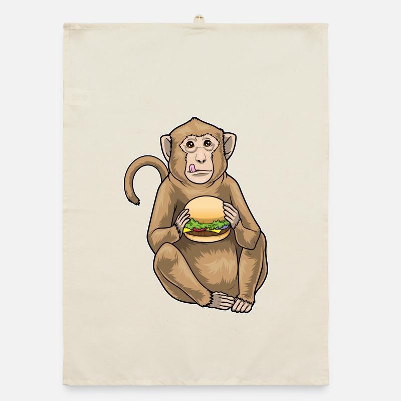 Affe Cheeseburger Organic Geschirrtuch