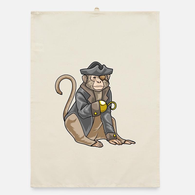 Monkey Pirate Hook Hand Organic dish towel