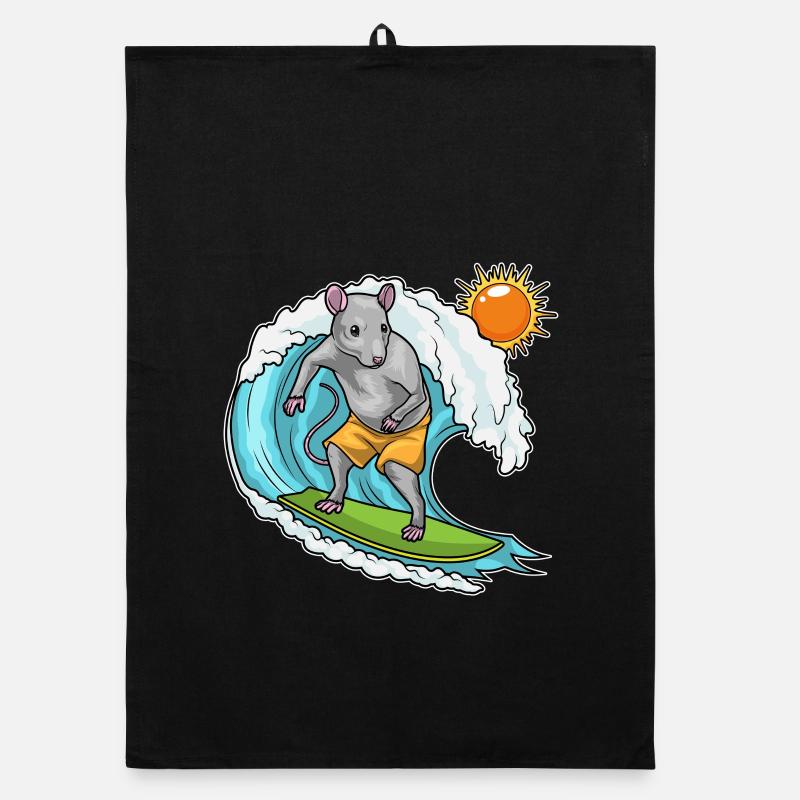 Rat Summer Surfer Organic dish towel