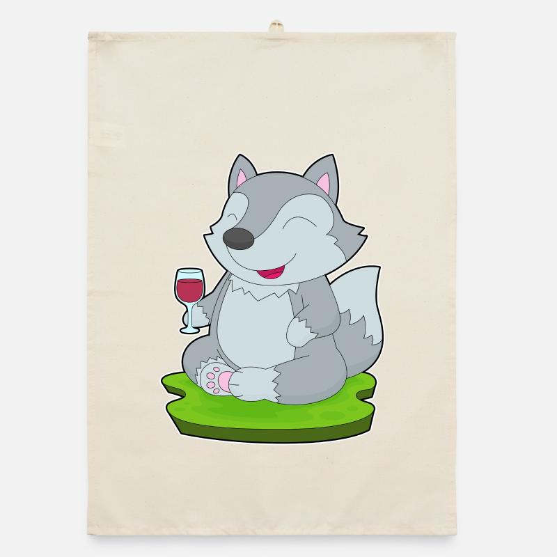 Wolf Red Wine Organic dish towel