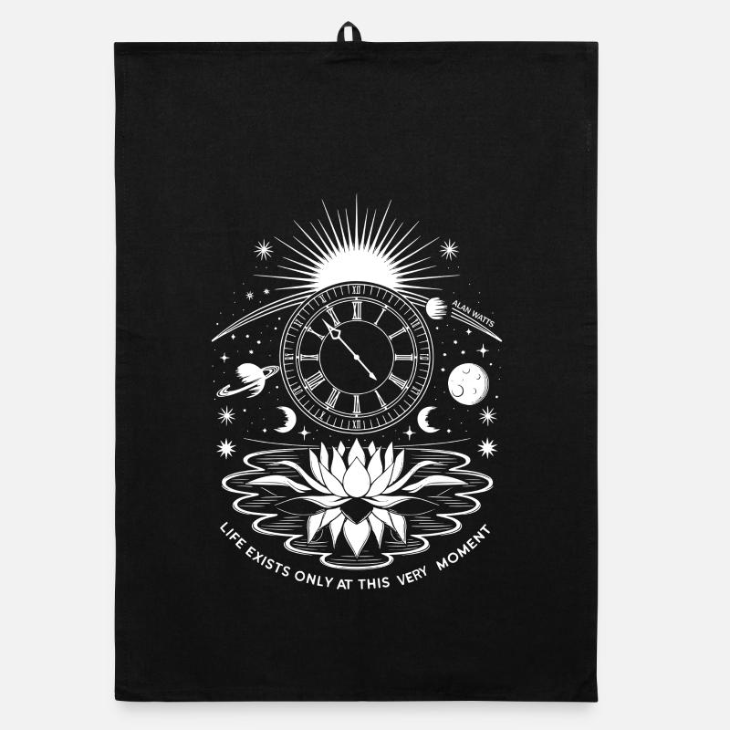 Present Moment | Alan Watts Lotus Design Organic dish towel