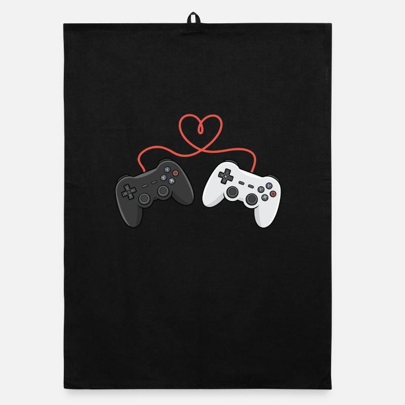 Video Gamer Valentinstag Controller Herz Organic Geschirrtuch