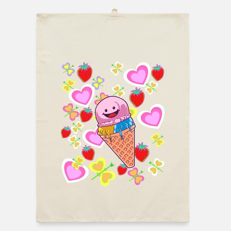 Sommer Retro Eis Eiskrem Kinder Kind Eiscrem Organic Geschirrtuch