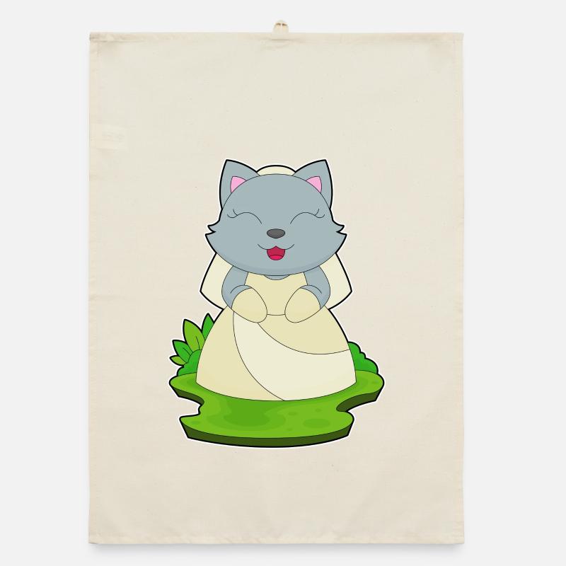 Chat Voile de mariée Mariage Torchon bio
