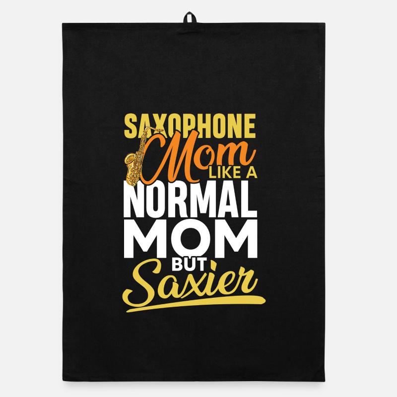 Saxophone mom like a normal mom - Organic Geschirrtuch - Schwarz