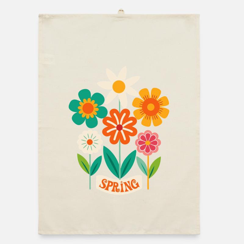 Spring Flowers Blossoms Organic dish towel
