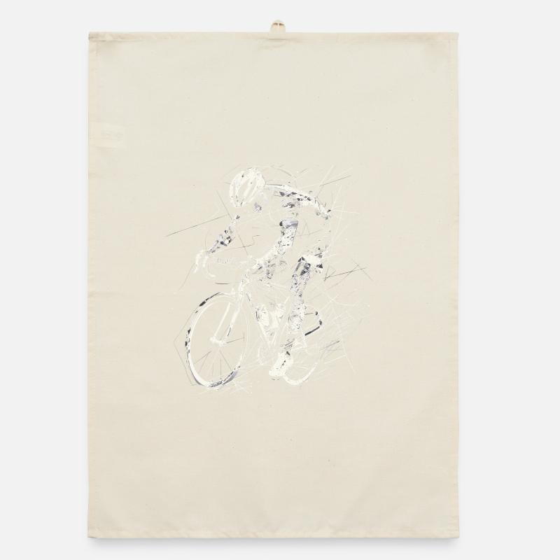 Cyclist Drawing Organic dish towel