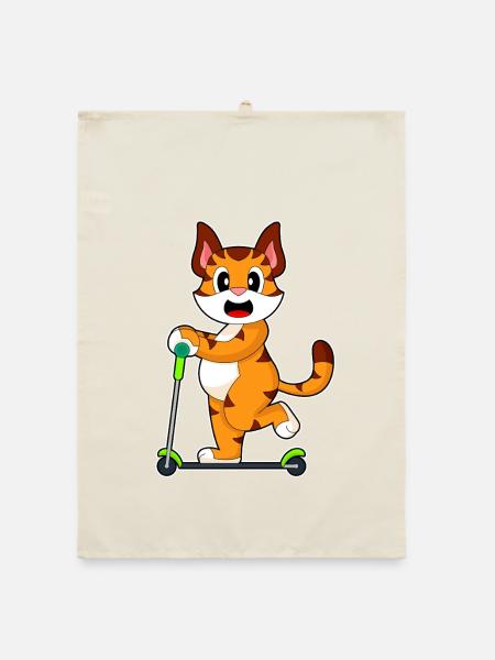 Tiger Tretroller - Organic Geschirrtuch - Natur - Vorne