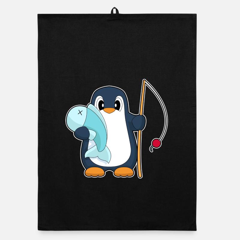 Pingouin Pêcheur Poisson Pêche Torchon bio