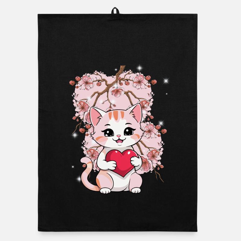 Chat Chats Chaton Coeur Saint-Valentin Torchon bio