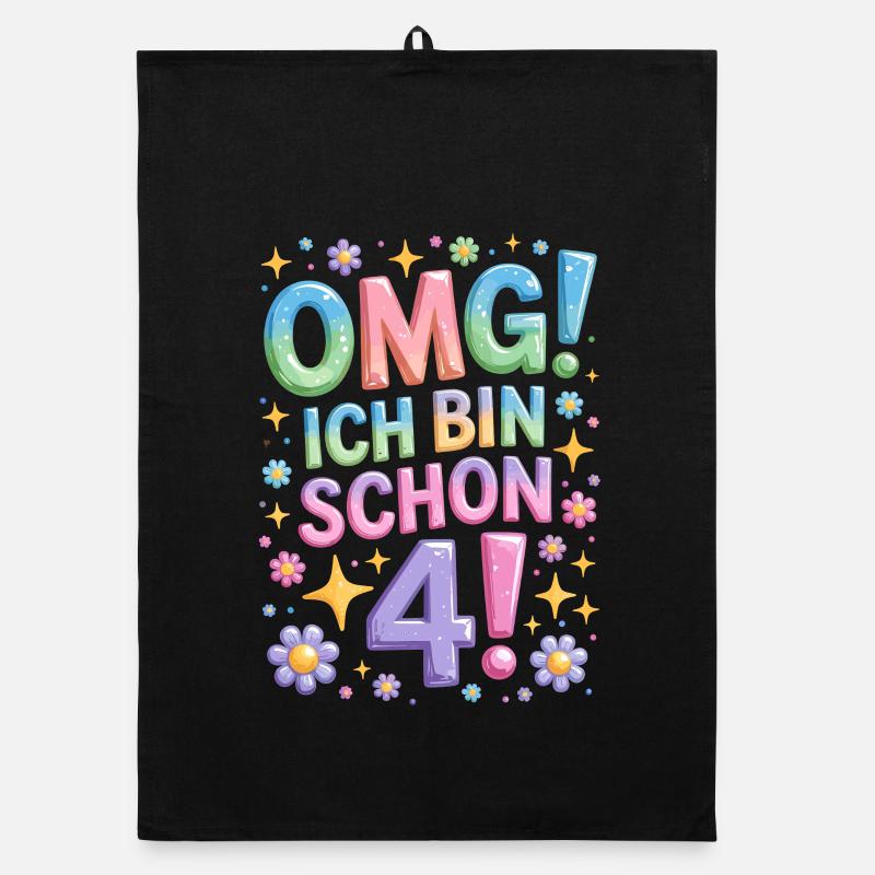 4. Geburtstag Mädchen OMG Ich Bin Schon 4 Jahre Organic Geschirrtuch