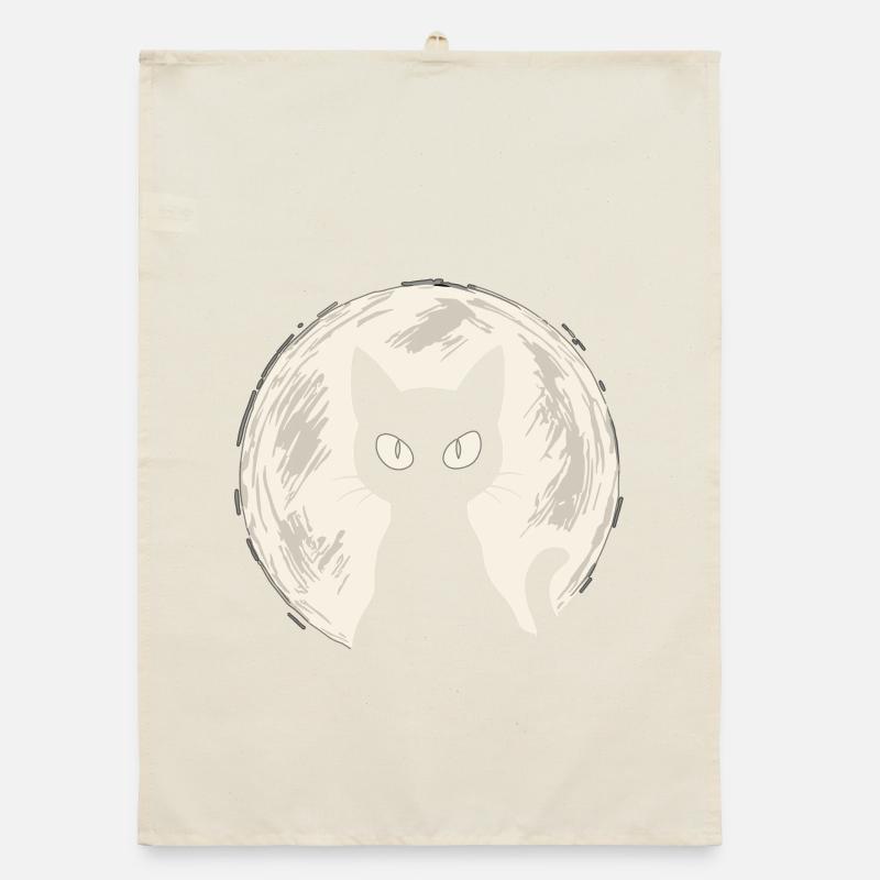 Chat dans la lune Torchon bio