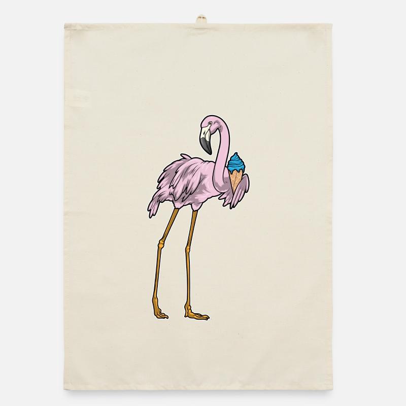 Flamingo Waffle Cream Organic dish towel
