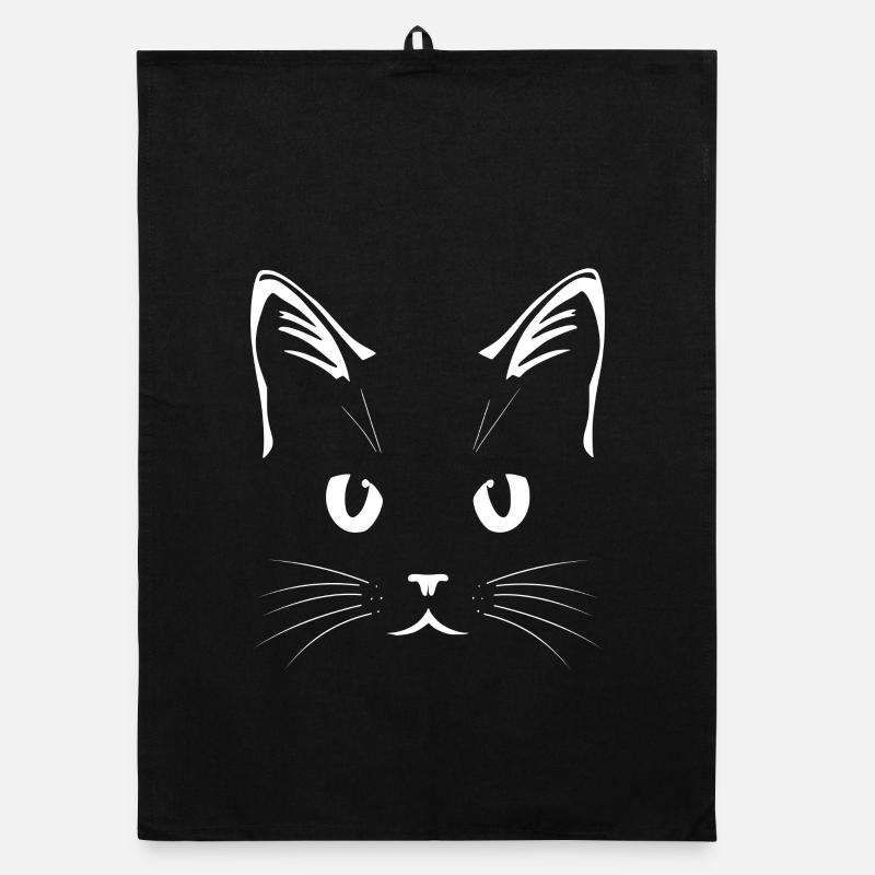 Visage de chat blanc – Conception d’art au trait Torchon bio