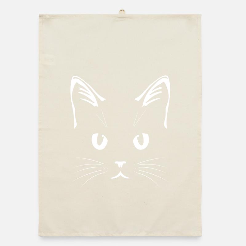 Visage de chat blanc – Conception d’art au trait Torchon bio