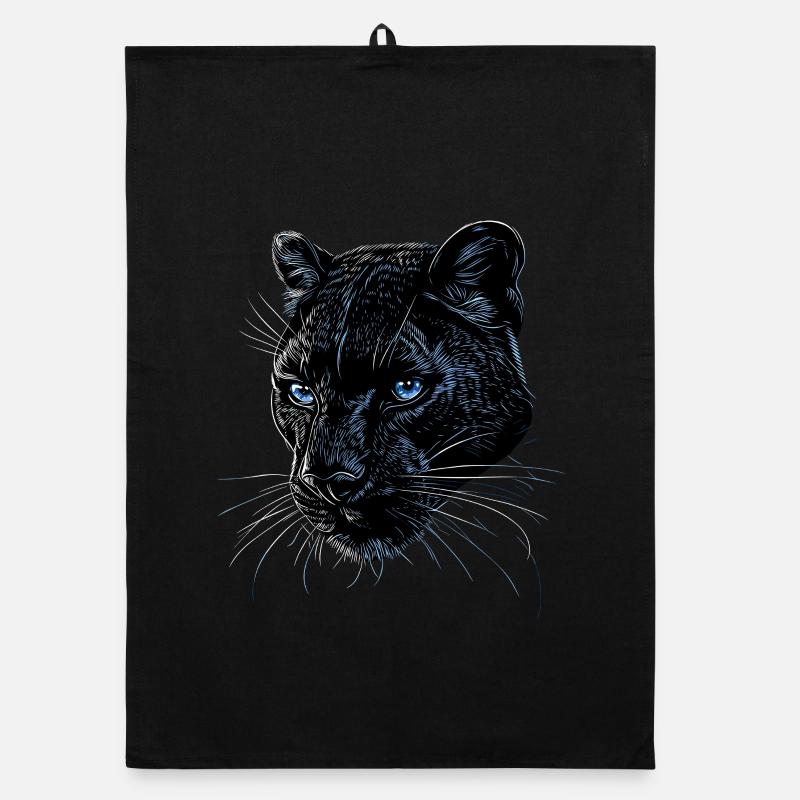 Panther Leopard Raubkatze Süße Großkatze Panter - Organic Geschirrtuch - Schwarz