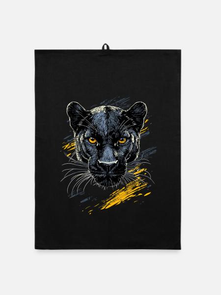 Panther Leopard Raubkatze Süße Großkatze Panter - Organic Geschirrtuch - Schwarz - Vorne