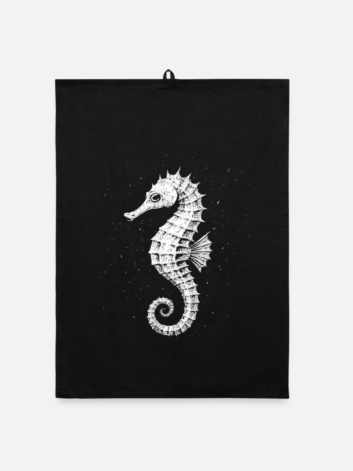 Hippocampe - Torchon bio - noir - Devant