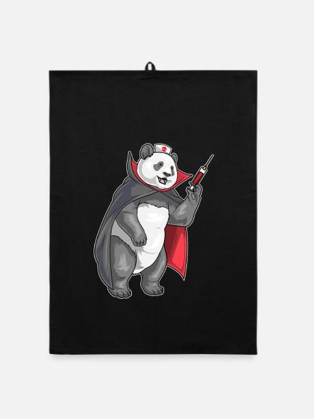 Infirmière panda d’Halloween - Torchon bio - noir - Devant