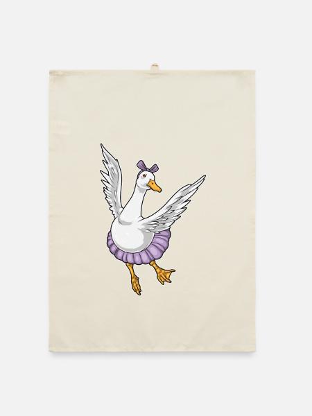 Ente Ballerina Ballett Tanz - Organic Geschirrtuch - Natur - Vorne