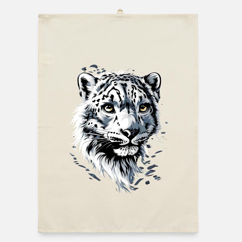 panthère léopard des neiges gros chat gros chat léopard Torchon bio