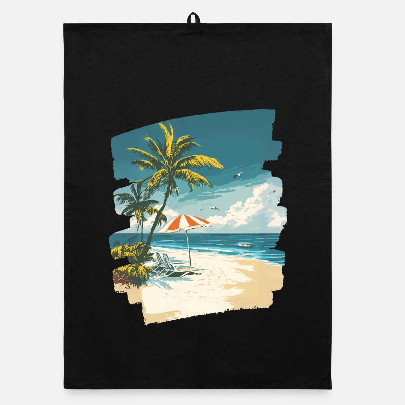 Strand Palmen Sonne Sommer Organic Geschirrtuch