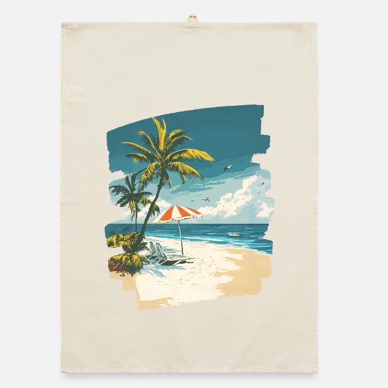 Beach Palm Trees Sun Summer Organic dish towel