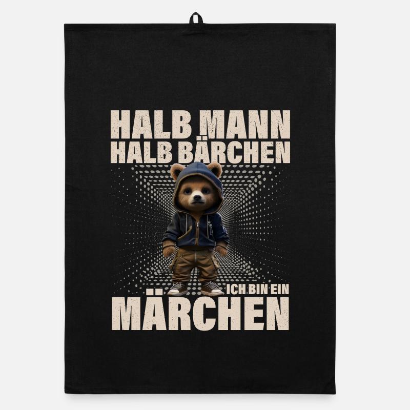 Half Man Half Bear Fairy Tale Funny Saying Organic dish towel