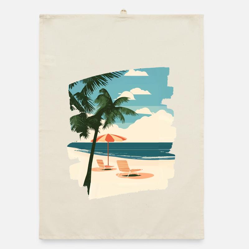 Beach Palm Trees Sun Summer Organic dish towel