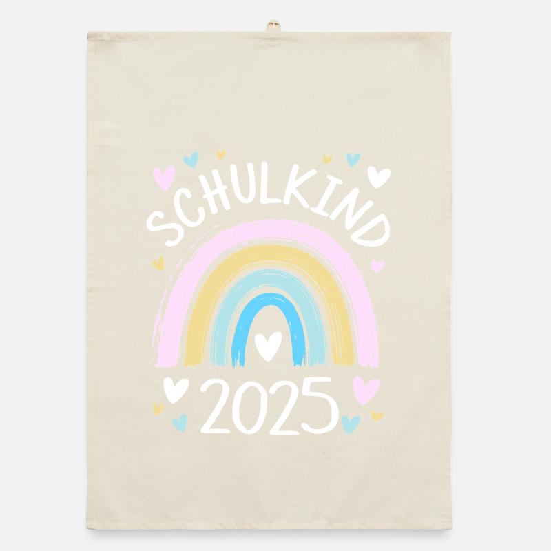 Schulkind 2025 Regenbogen Mädchen Einschulung 2025 Organic Geschirrtuch