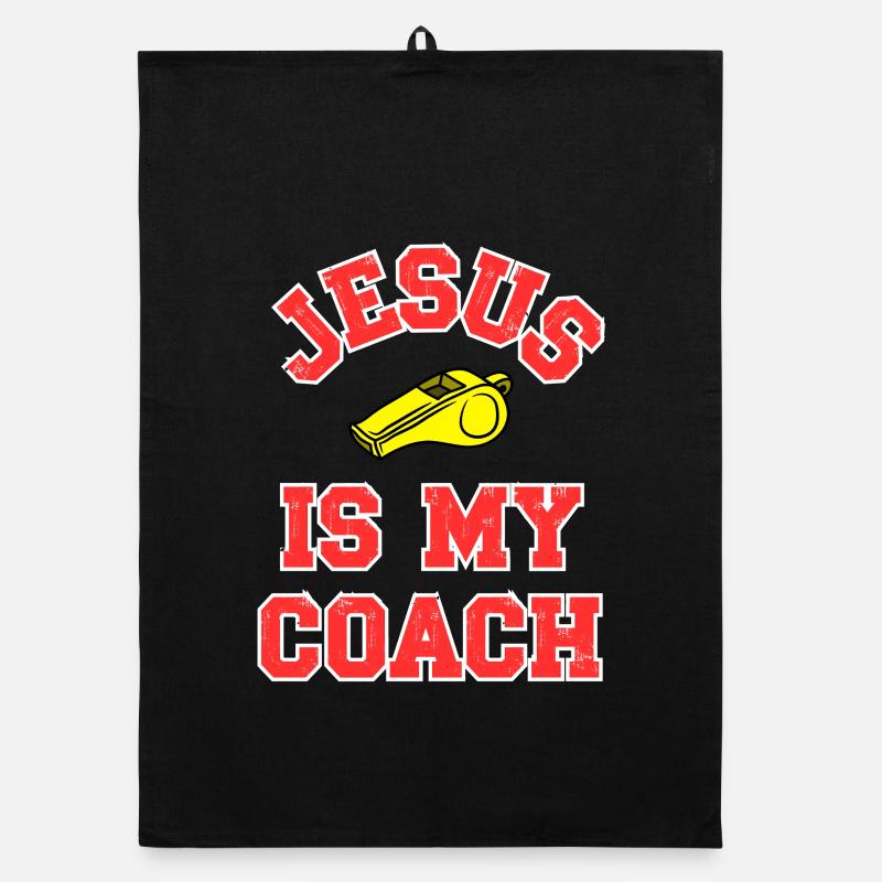 Jesus as a Coach Motivational Design Organic dish towel