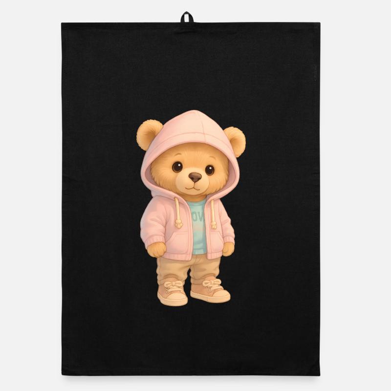 Süßer Kapuzenpullover Bär Organic Geschirrtuch