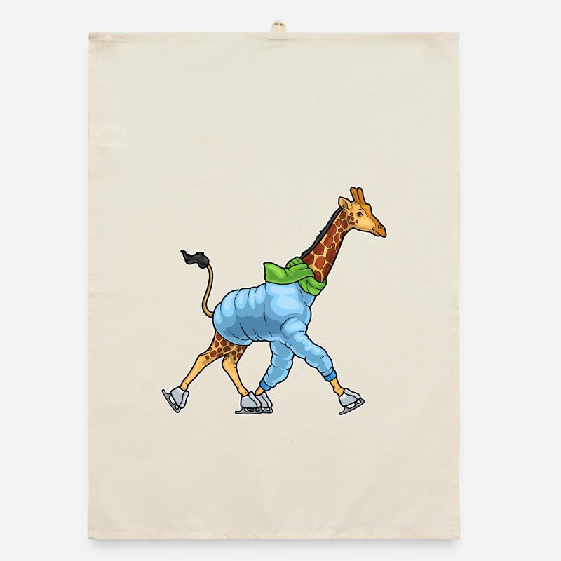 Giraffe Skating Skates Organic dish towel