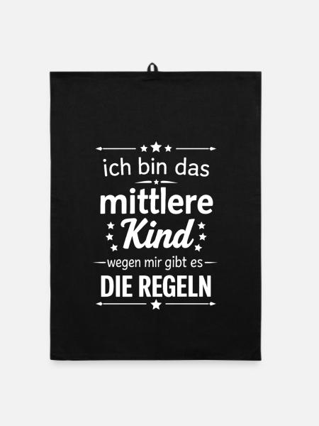 middle child because of me there are rules - Organic dish towel - black - Front