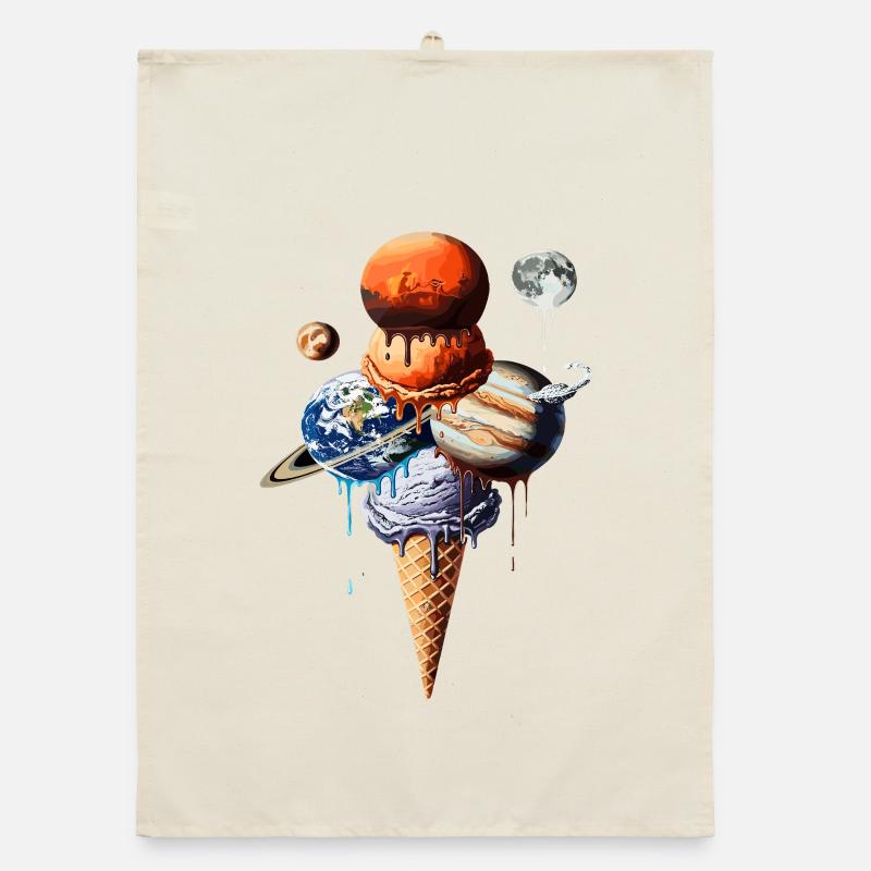 Planeten Eiscreme Waffel Kosmische Einskugel Organic Geschirrtuch