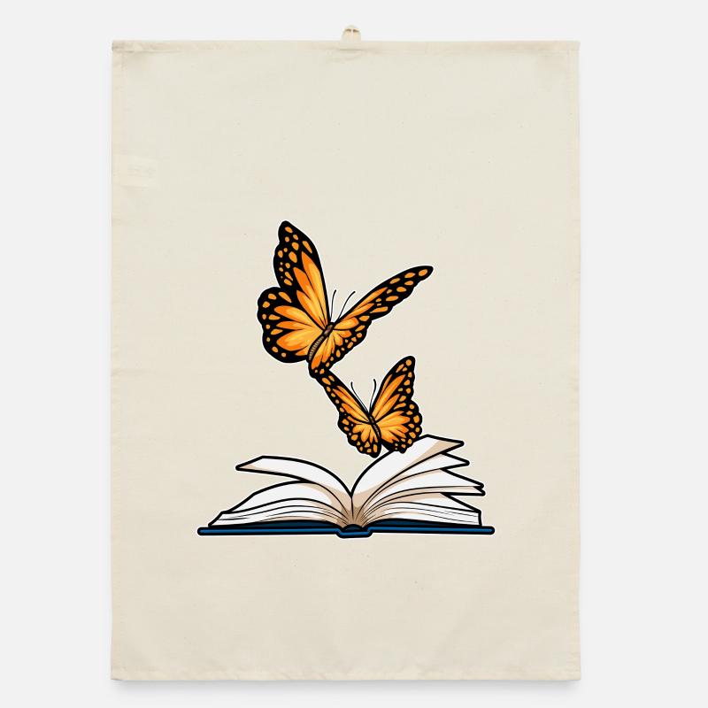 Schmetterling Buch Organic Geschirrtuch
