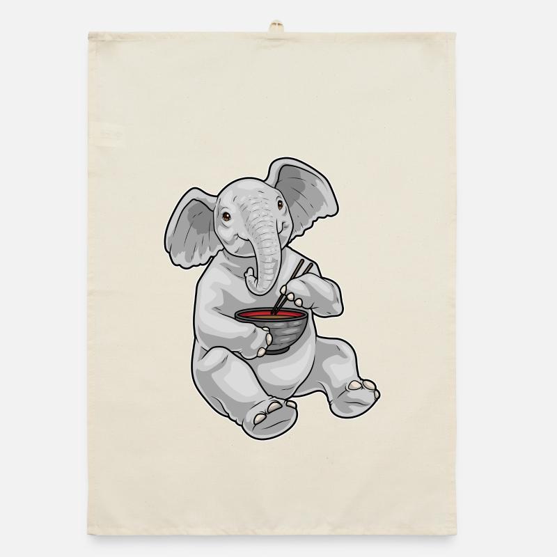 Elephant Bowl Ramen Organic dish towel