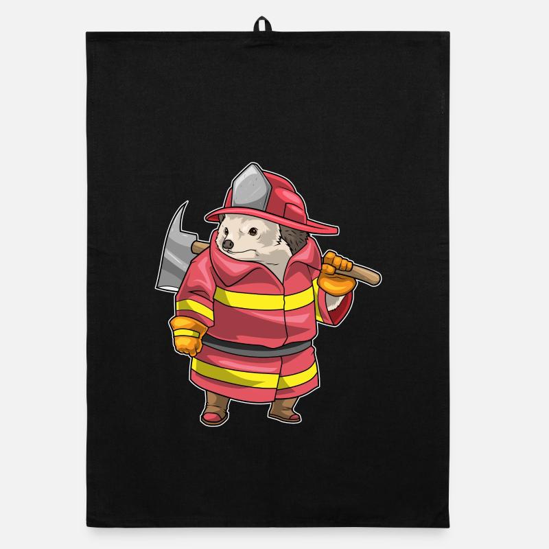 Hérisson Hache de pompier Brigade de pompiers Torchon bio