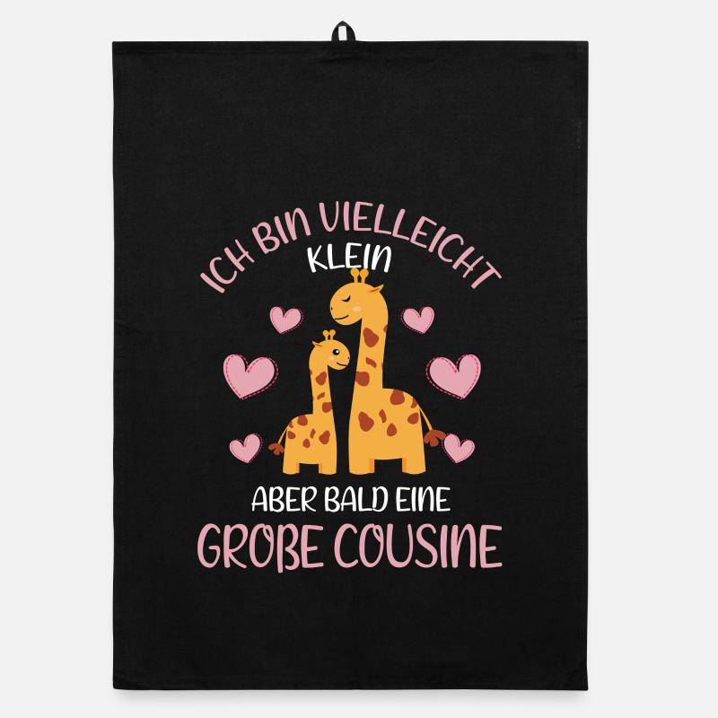 Ich bin vielleicht klein aber bald Große Cousine - Organic Geschirrtuch - Schwarz