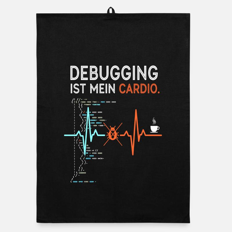 Debugging ist mein Cardio - Computer Nerd - Organic Geschirrtuch - Schwarz