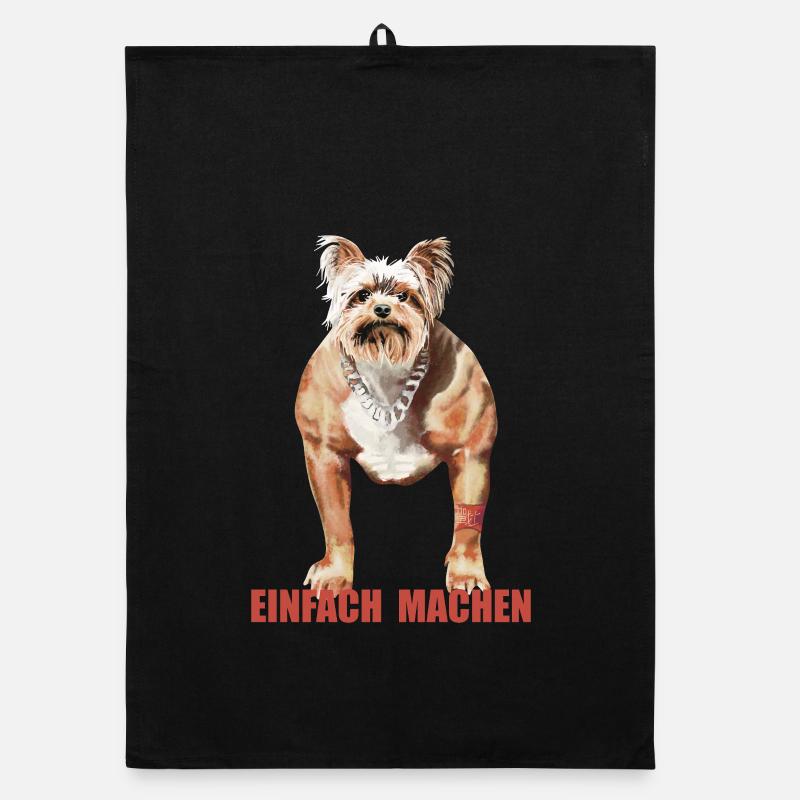 Humorvoller Doggynator mit Spruch Organic Geschirrtuch