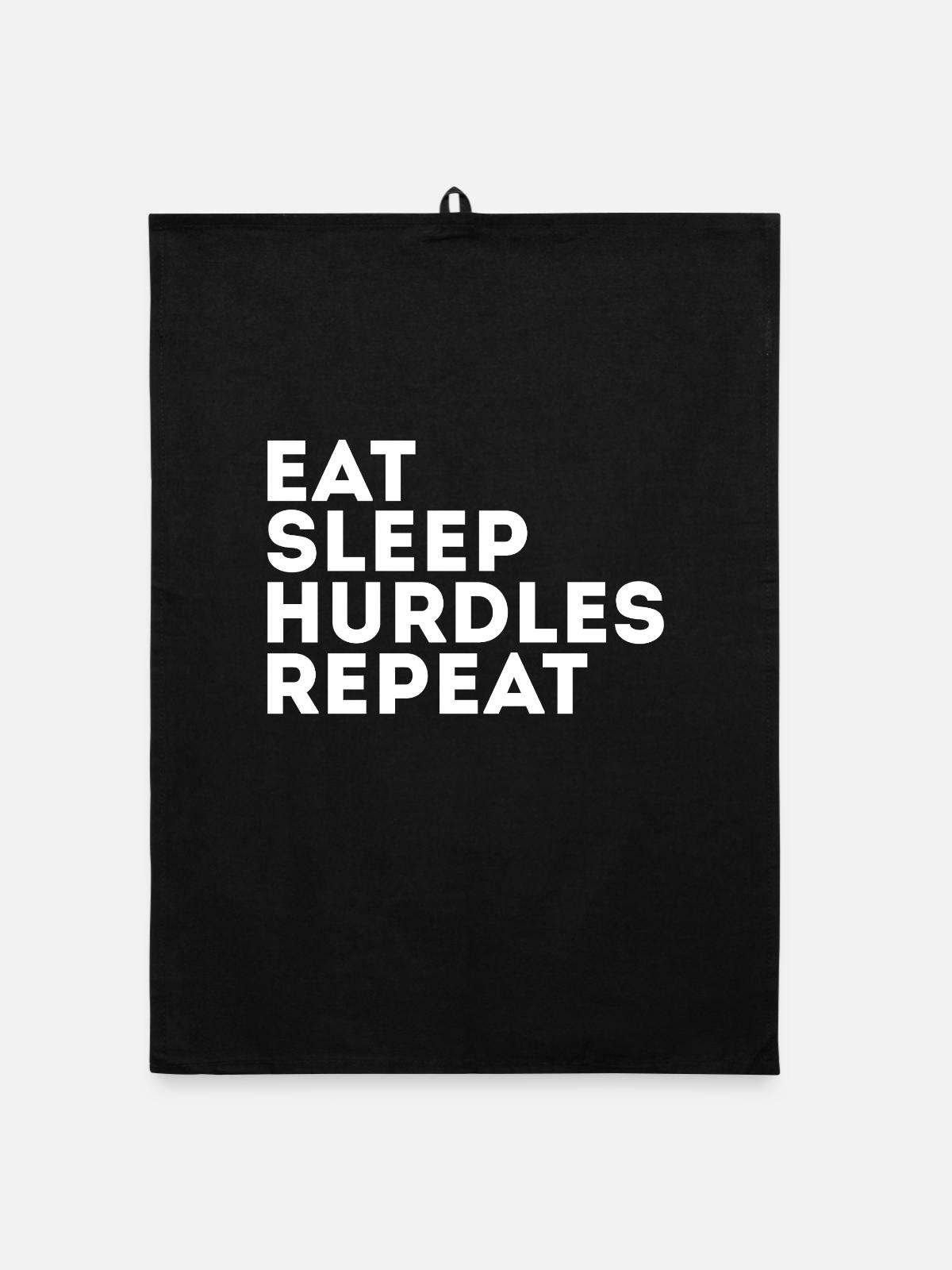 Eat Sleep Hurdles Repeat - Organic Geschirrtuch - Schwarz - Vorne