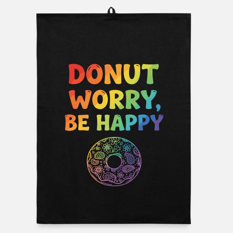 Donut Worry, Be Happy - Conception de beignet coloré Torchon bio