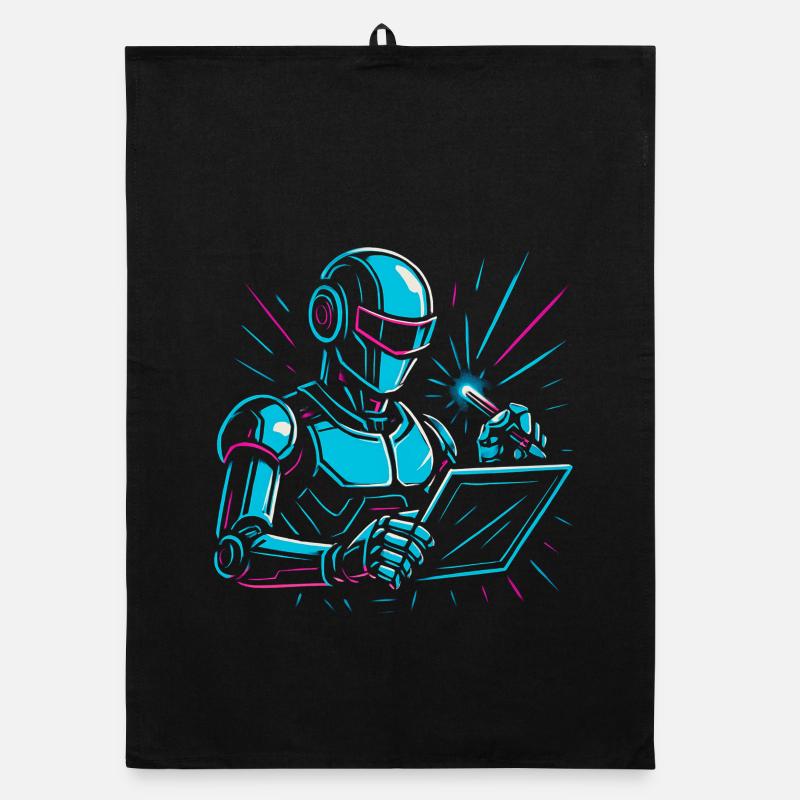 Roboter mit Laptop & Stift Organic Geschirrtuch