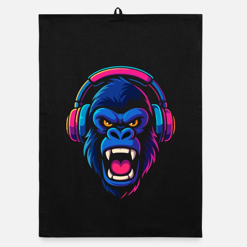 Neon Gorilla avec casque Torchon bio