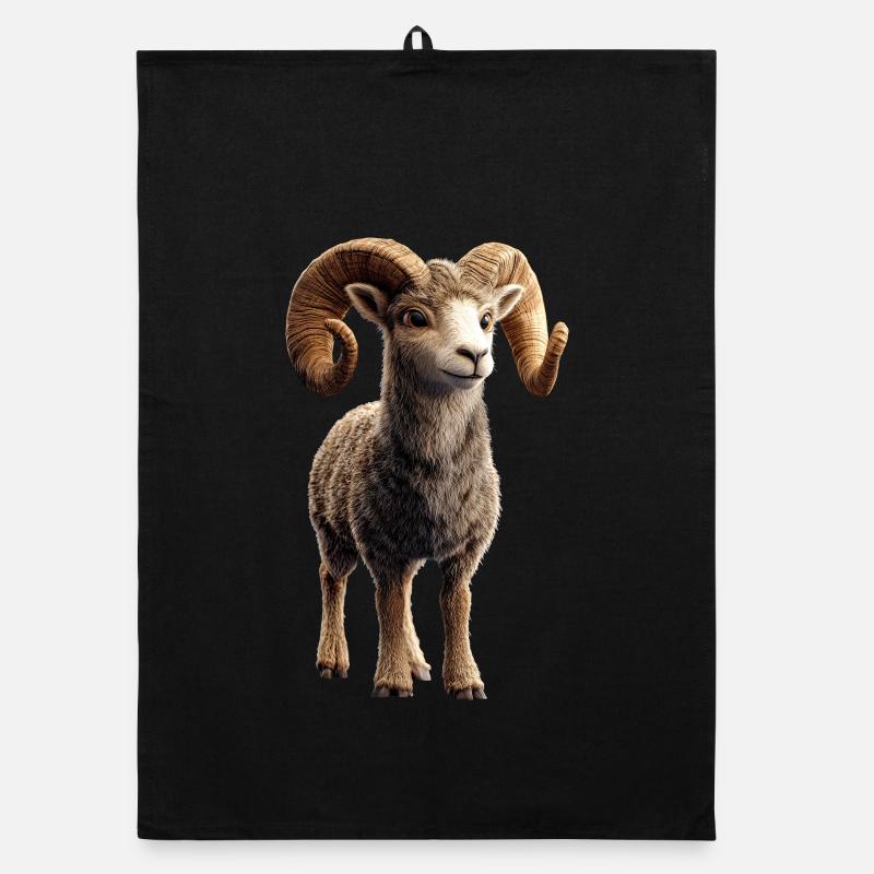 Widder Mufflon Aries Wilde Schafe Männliches Schaf Organic Geschirrtuch