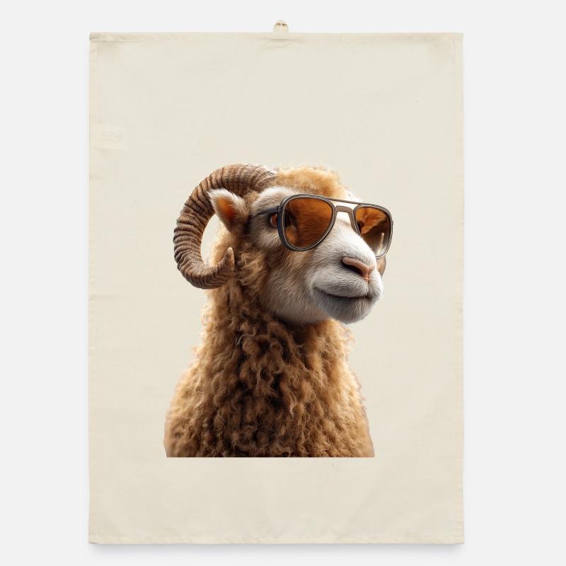 Widder Mufflon Aries Wilde Schafe Männliches Schaf Organic Geschirrtuch